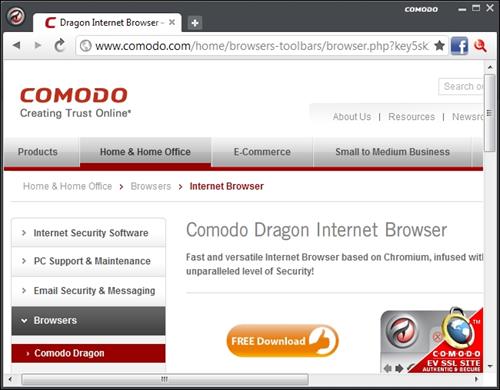 Скриншот программы Comodo Dragon portable