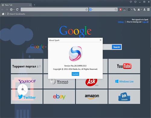 Скриншот программы Baidu Browser для windows 7
