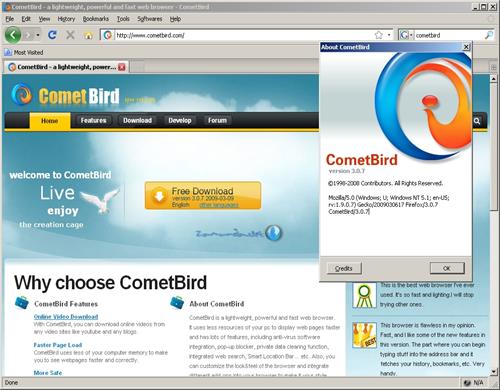 Скриншот программы CometBird 2017