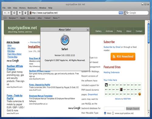 Скриншот программы Safari для windows 7