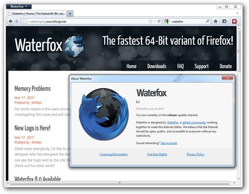 Скриншот программы Waterfox 40.1
